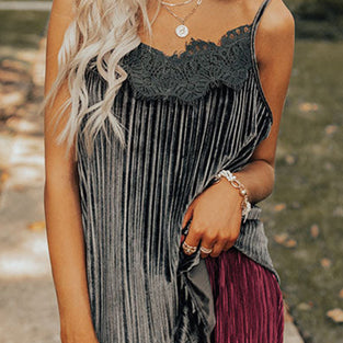 Lace Trim Pleated Camisole