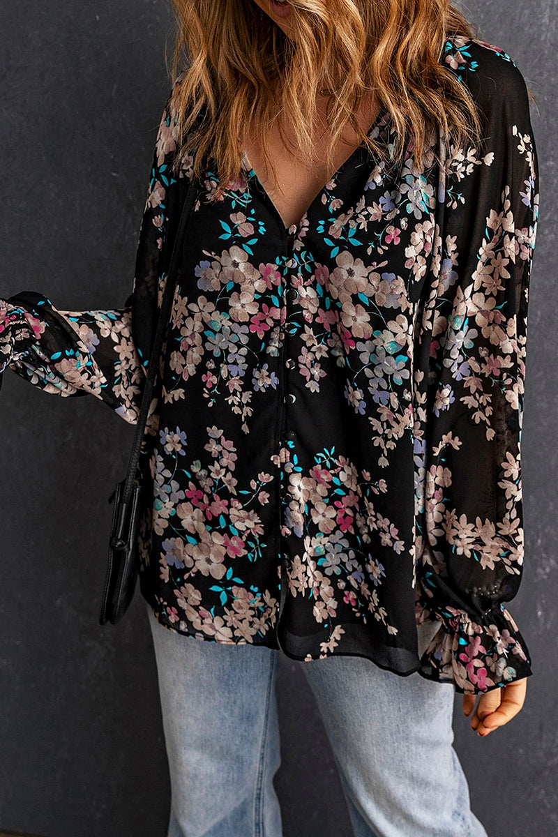 Floral Print Chiffon Blouse