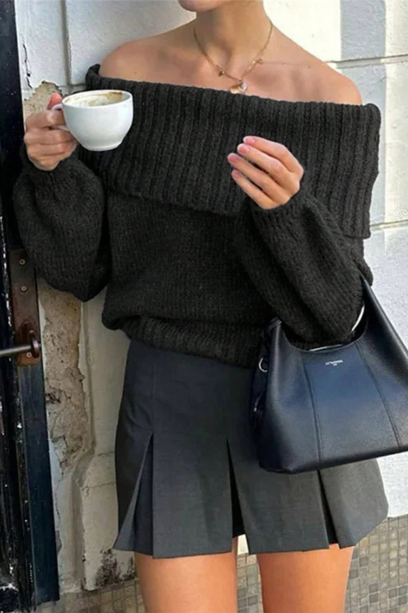 Off-Shoulder Knit Sweater
