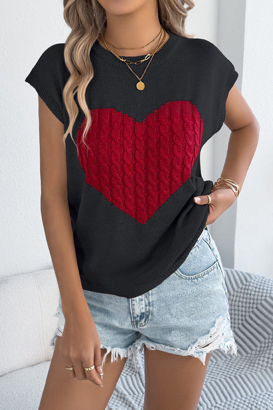 Heart Pattern Knit Sweater Vest
