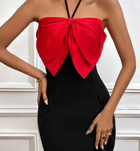 Bow Tie Halter Bodycon Dress