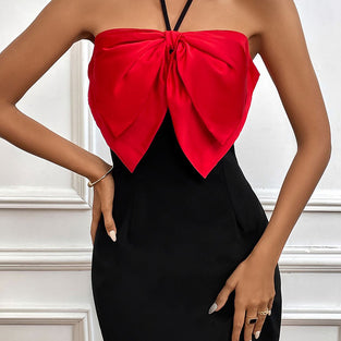 Bow Tie Halter Bodycon Dress