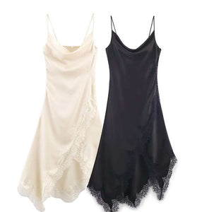 Asymmetrical Lace Hem Casual Dress