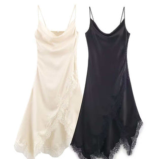 Asymmetrical Lace Hem Casual Dress