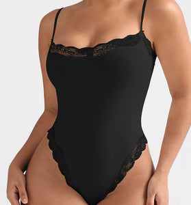 Elegant Lace-Trim Bodysuit