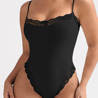 Elegant Lace-Trim Bodysuit