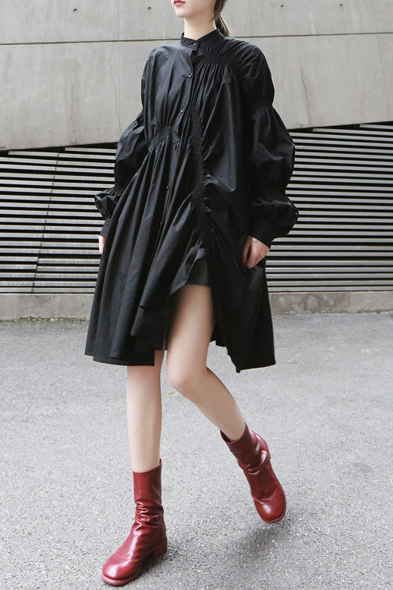 Ruched Long Sleeve Casual Dress