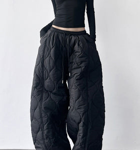 Quilted Wide-Leg Casual Pants
