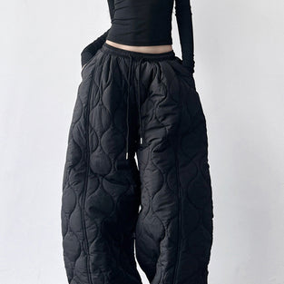 Quilted Wide-Leg Casual Pants
