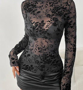 Floral Sheer Long Sleeve Top