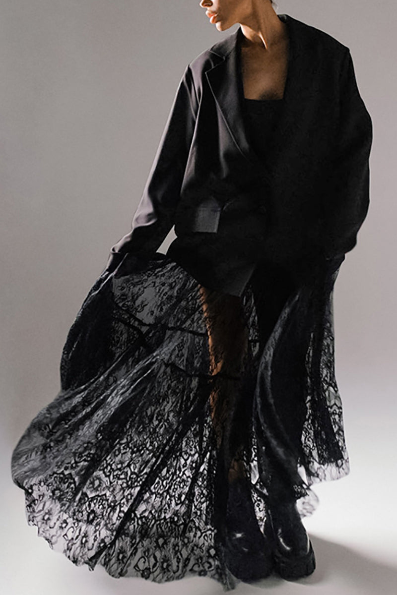 Elegant Lace Midi Skirt