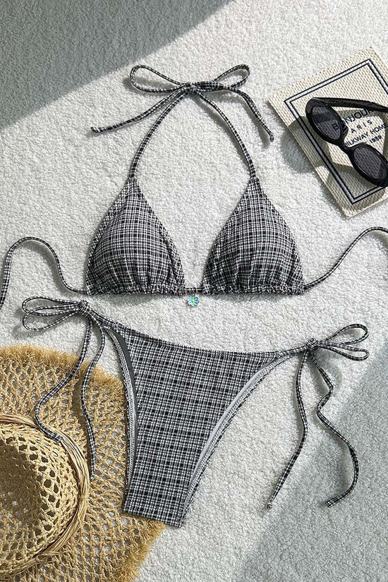 Plaid Bikini Set with Tie Details