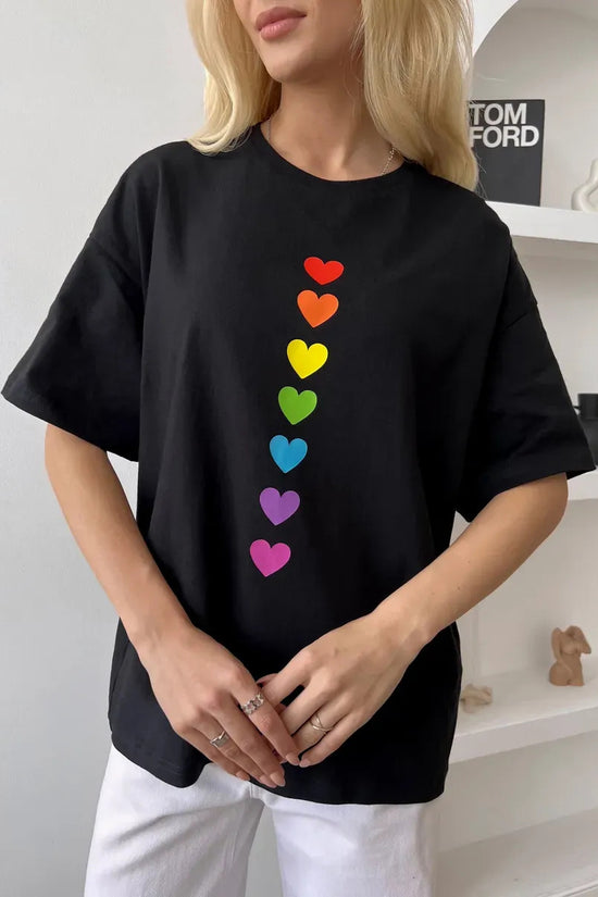 Heart Pattern Casual T-Shirt