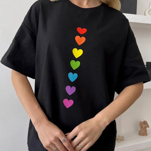 Heart Pattern Casual T-Shirt