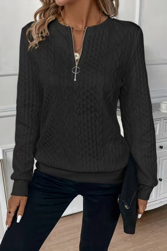 Chic Textured Zip Sweatshirt