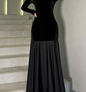Elegant Long Sleeve Floor-Length Dress
