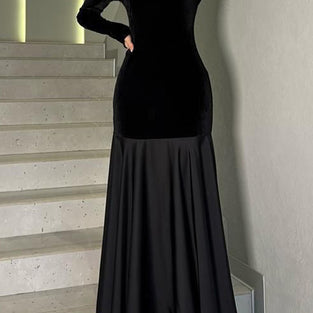 Elegant Long Sleeve Floor-Length Dress