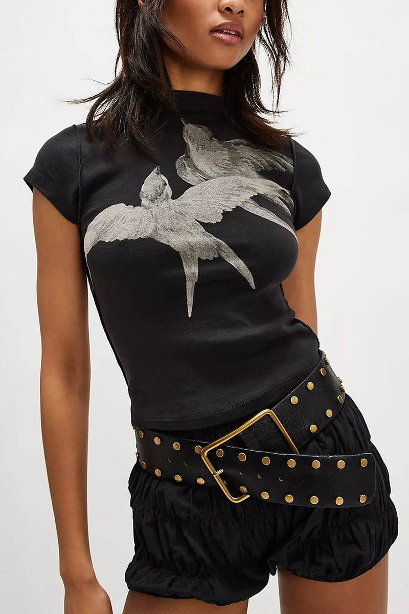 Graphic Bird Print Slim Fit Tee