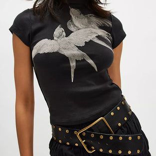 Graphic Bird Print Slim Fit Tee