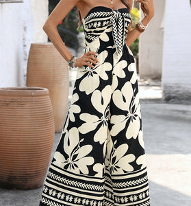 Strapless Floral Print Jumpsuit