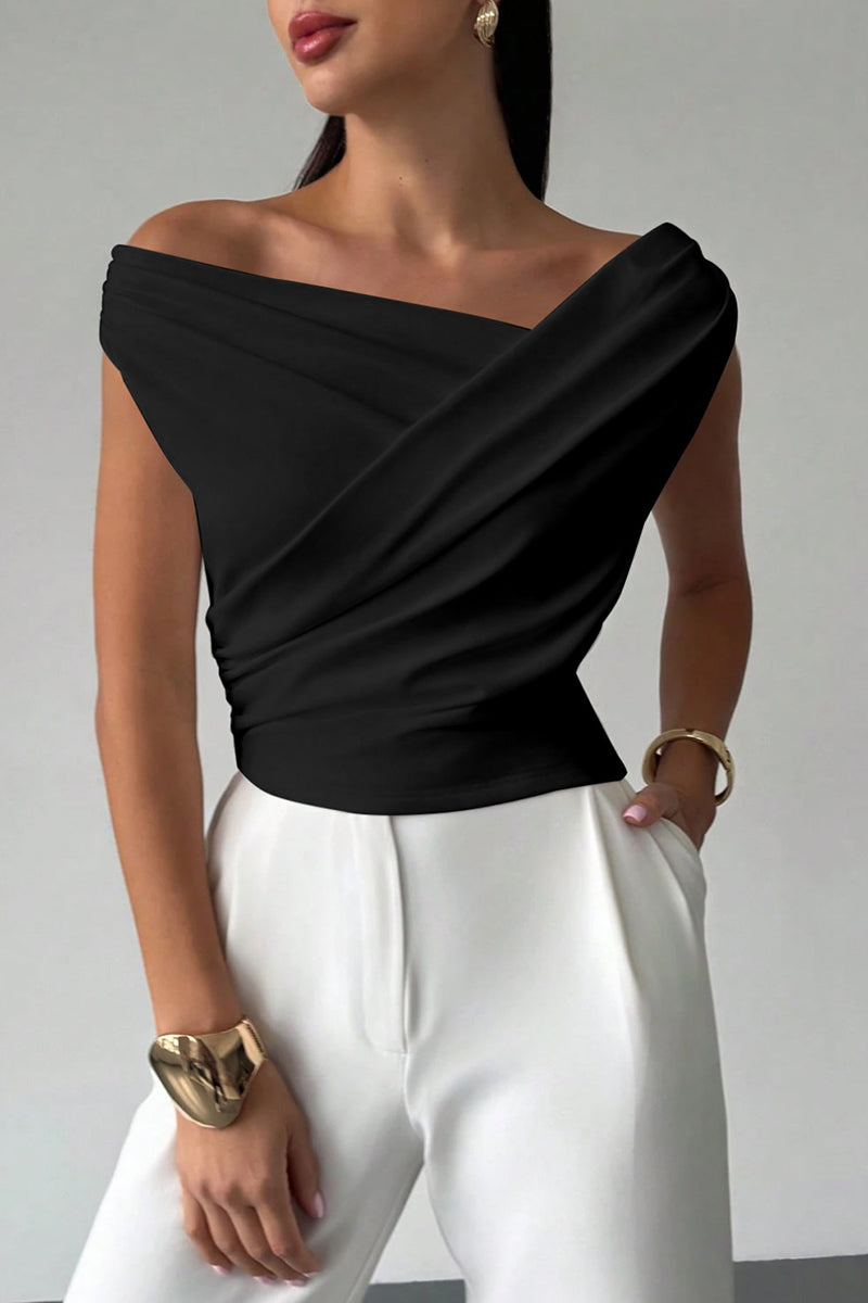 Off-Shoulder Draped T-Shirt