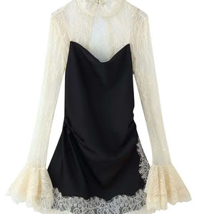 Elegant Lace Trim Mini Dress