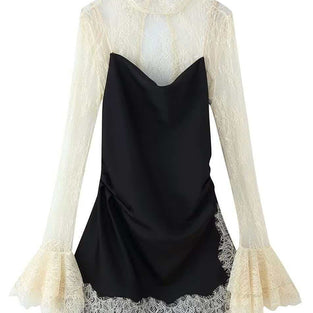Elegant Lace Trim Mini Dress