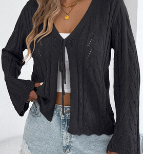 Elegant Tie-Front Open Cardigan