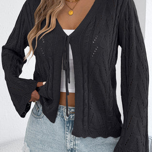 Elegant Tie-Front Open Cardigan