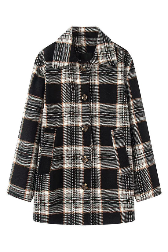 Classic Plaid Button-Up Overcoat