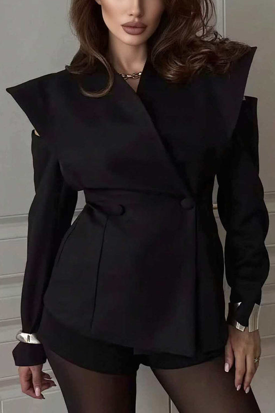 Structured Cold-Shoulder Blazer Jacket