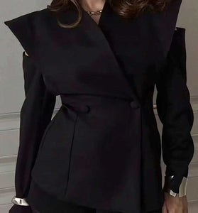 Structured Cold-Shoulder Blazer Jacket