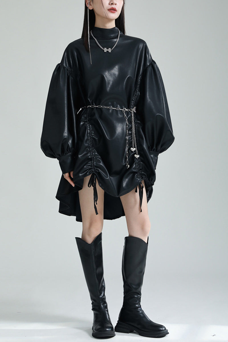 Elegant Oversized Balloon Sleeve Dress