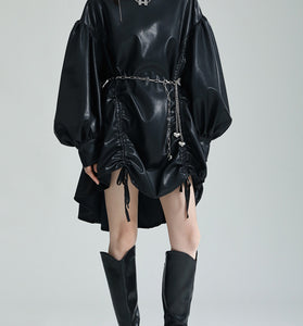 Elegant Oversized Balloon Sleeve Dress