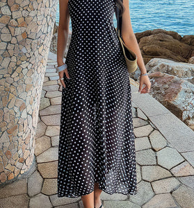Polka Dot Sleeveless Casual Midi Dress