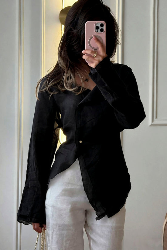 Ruffle Hem Asymmetric Blouse