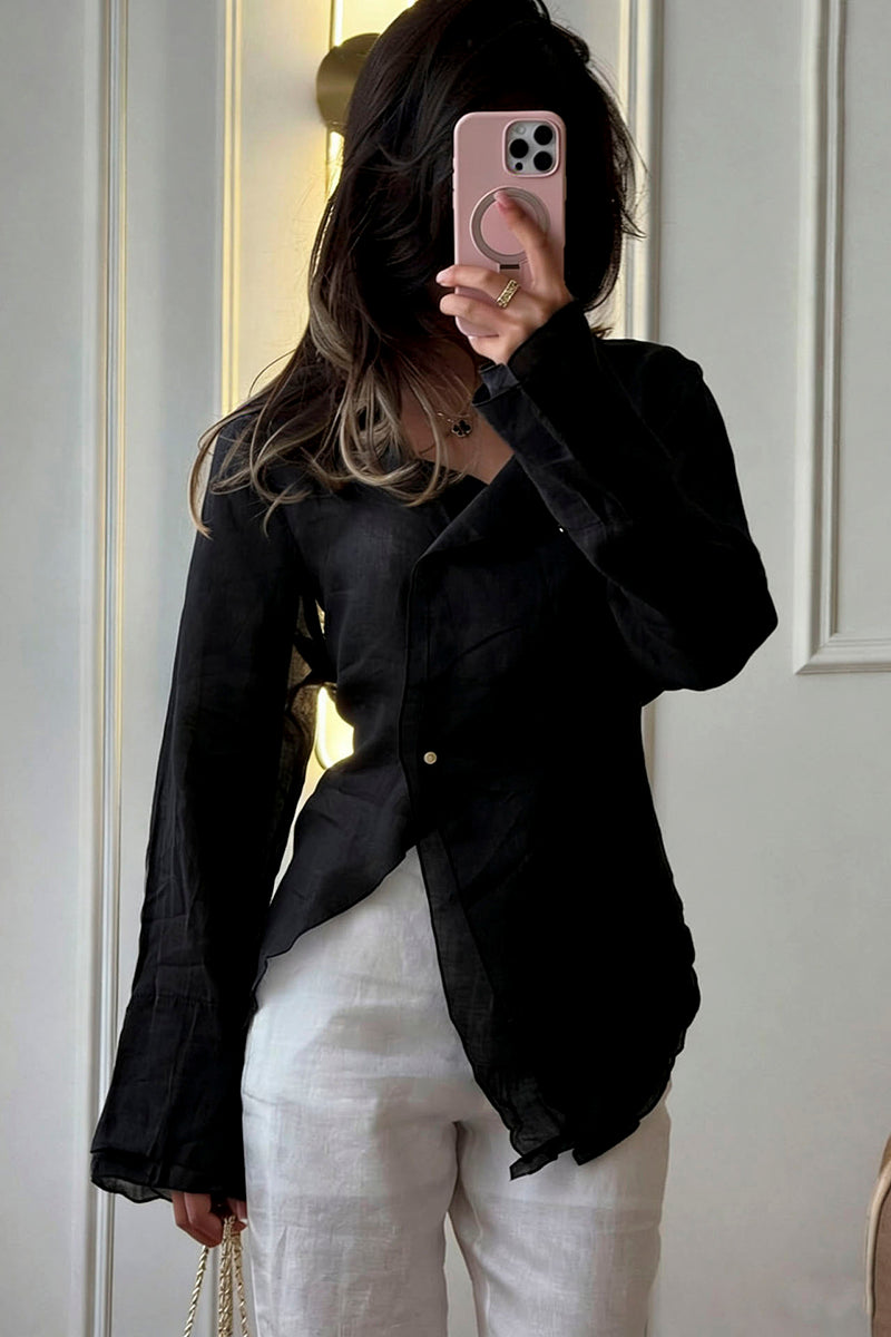 Ruffle Hem Asymmetric Blouse