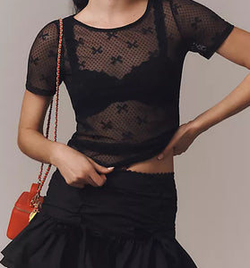 Chic Sheer Lace T-Shirt