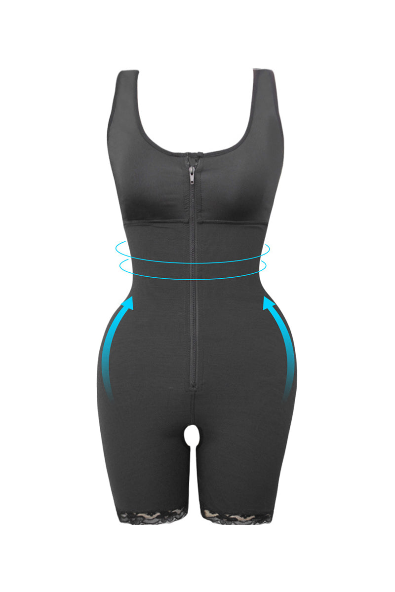 Seamless Full Body Shaper with Lace Trim
