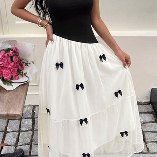 Strapless Bow Embellished Casual Dress
