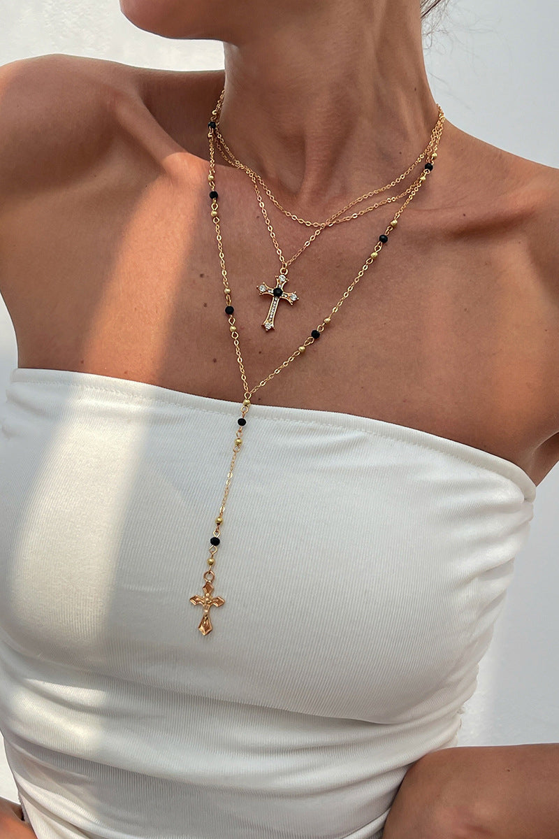 Layered Cross Pendant Necklace