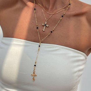Layered Cross Pendant Necklace