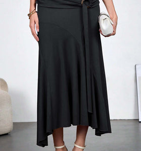 Asymmetrical Knot Midi Skirt