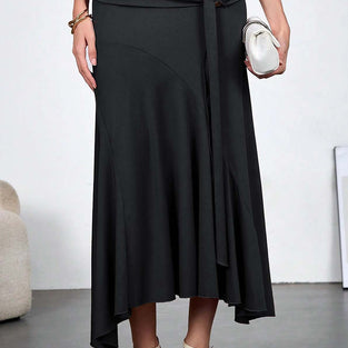 Asymmetrical Knot Midi Skirt