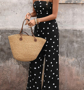 Polka Dot Strapless Jumpsuit