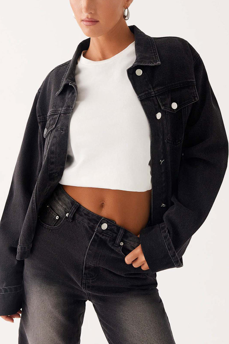 Classic Denim Jacket with Button-Down Front