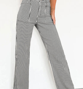 Stripe Patch Pocket High Waist Shift Jeans