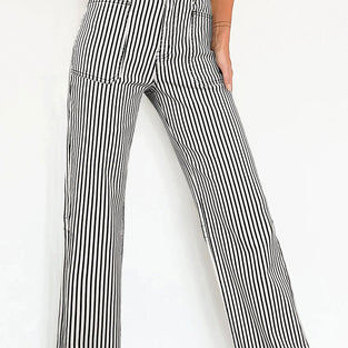 Stripe Patch Pocket High Waist Shift Jeans