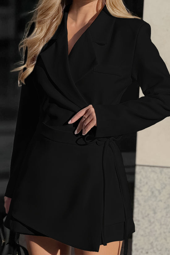 Wrap Tie Belt Long Sleeve Mini Dress