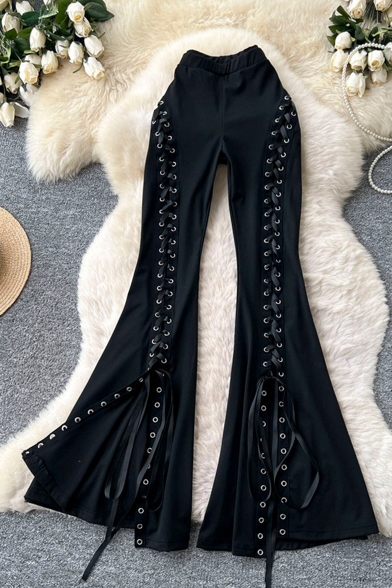 Lace-Up Flare Casual Pants